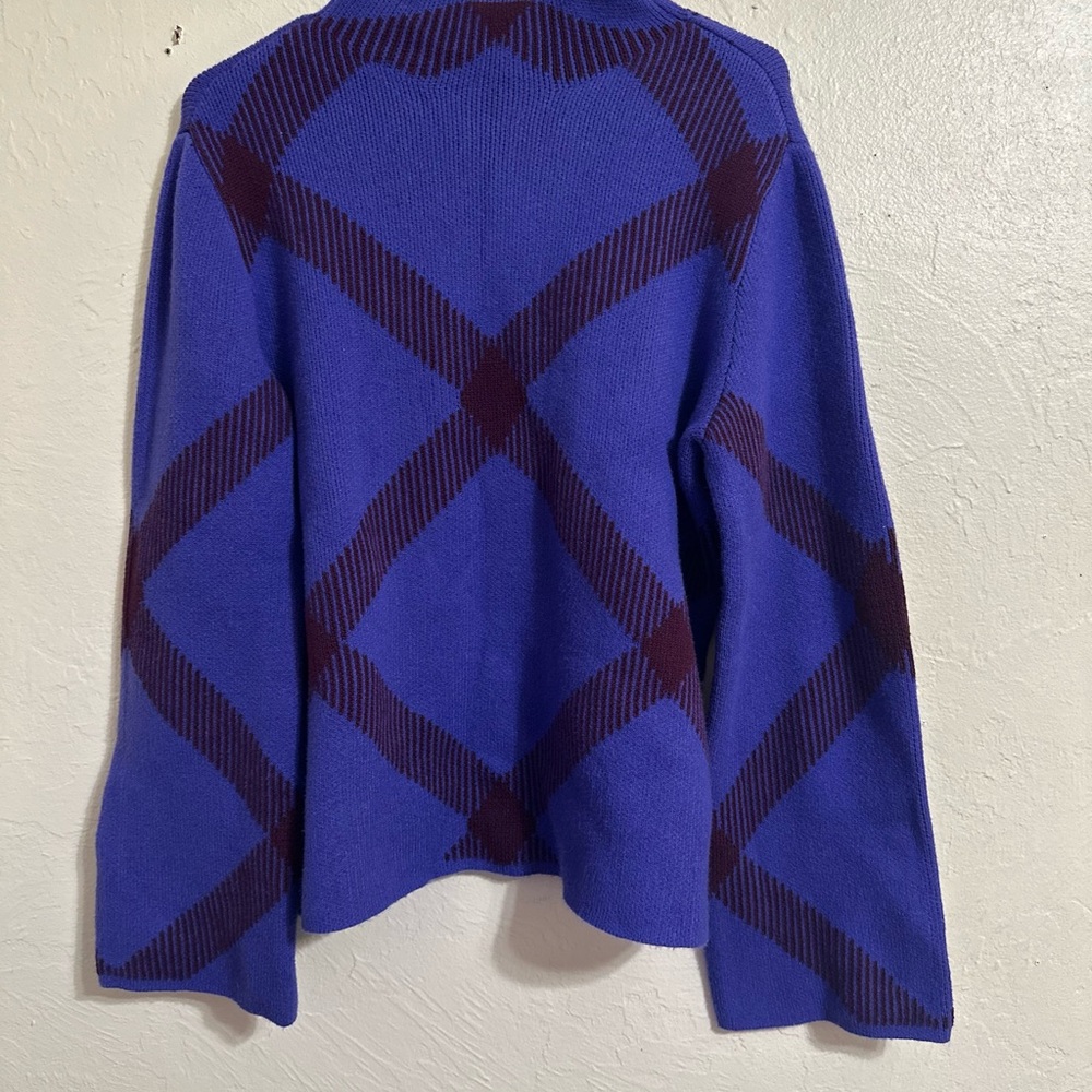 Ann Taylor Butterfly Pullover Sweater Sz M/L Blue Purple Tight Knit Top Blouse‎ - Picture 2 of 8